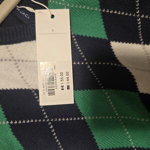 Men's Argyle Sweater - Green, Navy, and White
